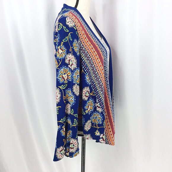 Fig and Flower Top Womens Size Medium Faux Twinset Tank Cardigan Kimono Flowy - Picture 2 of 7